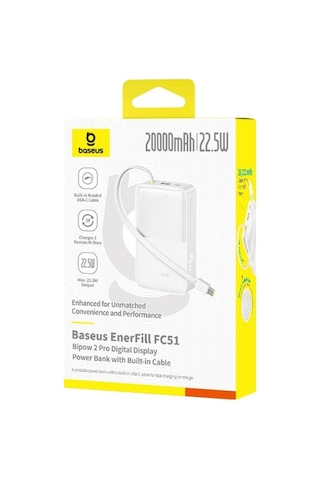 Baseus Enerfill Fc51 Bipow2 Pro Beyaz Power Bank 10000mah 22.5w Rrc9bsu0033