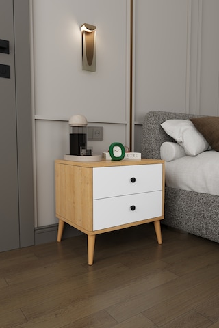 Modern 2 Çekmeceli Komodin Şifonyer %100 Mdf Çok Amaçlı Organizer Kmd03 Beyaz - Karına