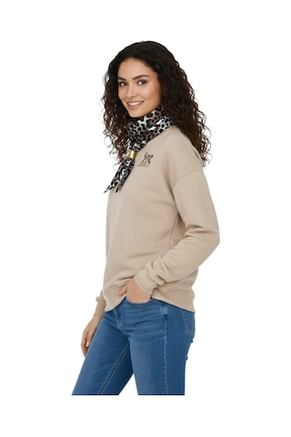 Baglan Kadın Spor Sıfıryaka Sweatshirt Fular Lı Bgl-st05062 Bej