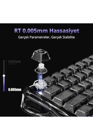 Gravastar Mercury V60 Manyetik Switch Gaming Klavye, Kablolu, İngilizce Q, Onyx Crystal