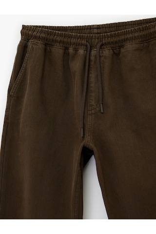 Koton Regular Fit Cepli Beli Bağcıklı Bol Baggy Jean Pantolon Kahverengi 6sam40213nd Kahverengi