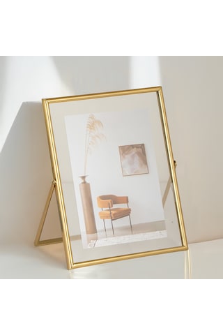 Porsima Dhz90102 Altın Metal Modern Dekoratif Cam Fotoğraf Çerçevesi Masa Duvar Fotoğraf Çerçevesi 18x22cm