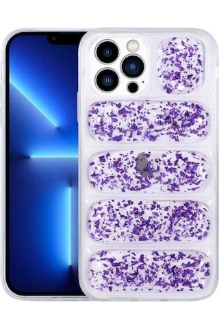 Apple Uyumlu iPhone 12 Pro Kılıf Kamera Korumalı Simli Airbag'li Zore Dalga Kapak Mor