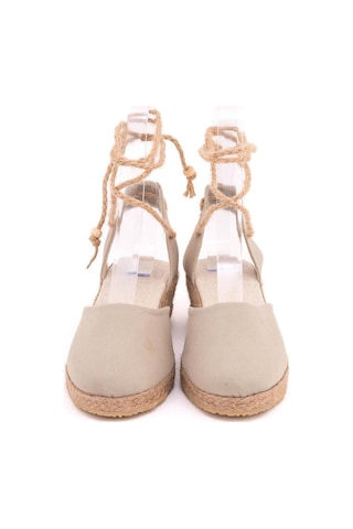 Star Tombis Gerçek Elişi Hasır Jüt Bileğe Bağlı Ipli Günlük Kadın Espadril Handmade Bej