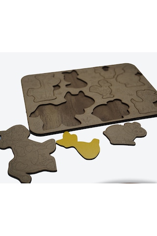 Çocuklar İçin Eğitici Ve Öğretici Ahşap Puzzle Yapboz Bul Tak Hayvanlar Çiftlik 25x18cm