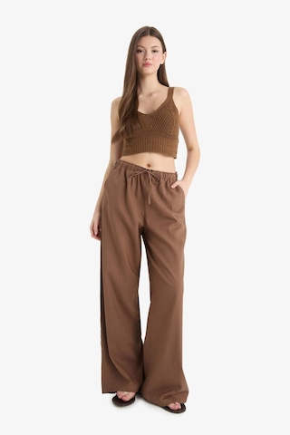 Defacto Wide Leg Çift Cepli Beli Lastikli Standart Boy Keten Karışımlı Pantolon E1981ax25smbn534 Kahve