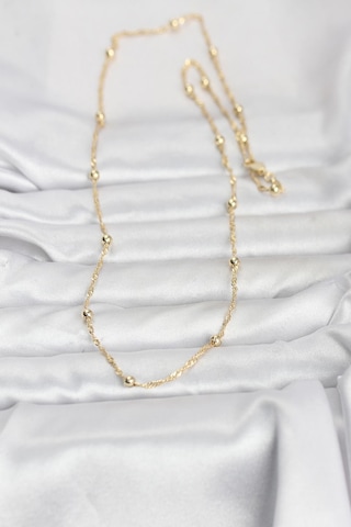 Cm 14k Gold Renk Burgu Ve Top Zincirli Model 60 Cm Kadın Kolye Çok Renkli