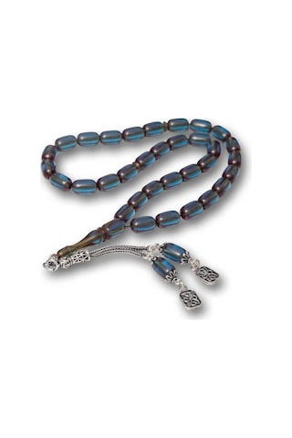 Gümüş Püsküllü Kapsül Kesim Sıkma Kehribar Tesbih Sl12600 Gümüş