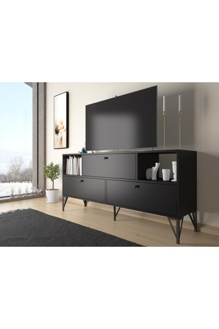Wood'n Love Mia 160 Cm Metal Ayaklı Tv Ünitesi - Konsol - Siyah /