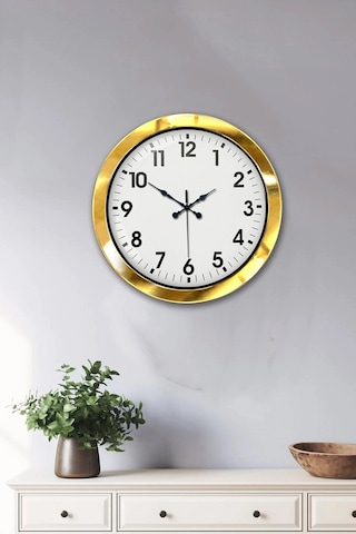 36 Cm Gold Metal Standart Duvar Saati Çok Renkli