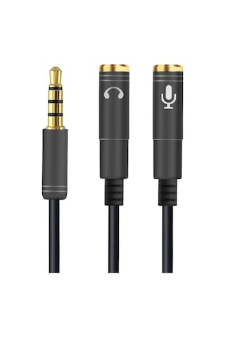 1 Erkek 2 Dişi 3.5 Mm Kulaklık Ve Mikrofon Ayırıcı Çoklayıcı Aux Kablo 5468 Standart