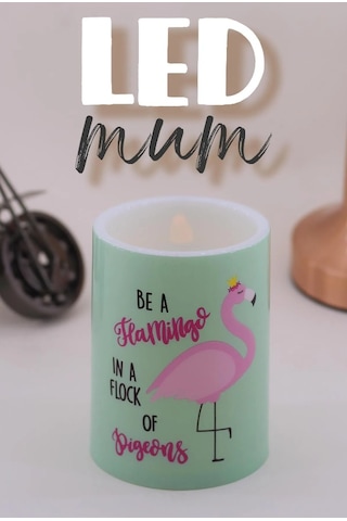 3 Lü Flamingo Led Mum Bardak Tipi Pilli Dumansız Alevli Dekoratif Yapay Mum 10 Cm Yeşil