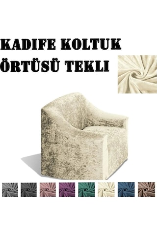 StarMall Kadife Koltuk ,kanepe, çekyat Örtüsü, koltuk Kılıfı Tekli Krem