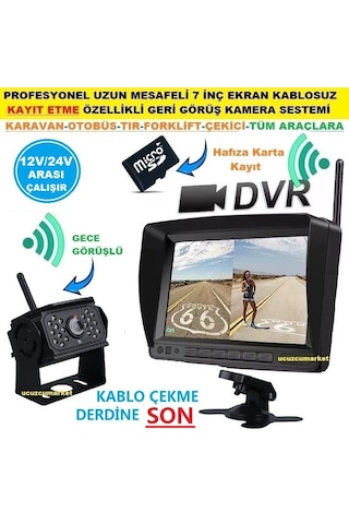 Karavan Kamera Sistemi 7 İnç Ekran Kayıt Etme Özellikli Kablosuz Geri Görüş Kamera Sestemi