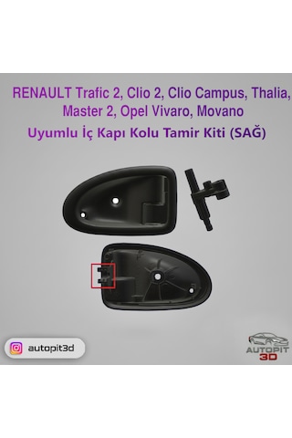 Renault Trafic 2 / Clio 2 / Clio Campus / Thalia / Master 2 / Opel Vivaro / Movano Uyumlu İç Kapı Kolu Tamir Kiti Sağ Taraf