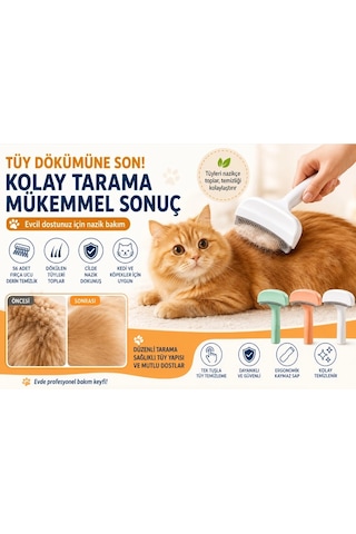 Mey İthalat Metal Uçlu Evcil Hayvan Tüy Toplama Tarağı