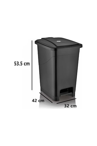 Srl-3030 Slim Pedallı Plastik Çöp Kovası İç Kovalı 40 Lt Siyah Çok Renkli