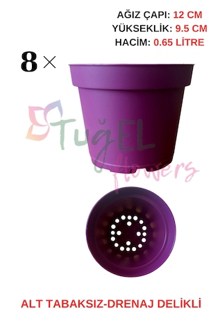 8 Adet Mor Plastik Saksı 12 Cm.lik Alt Tabaksız Mor 8 Adet Mor Plastik Saksı 12 Cm.lik Alt Tabaksız Mor