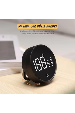 Rt-1 Mıknatıslı Rotary Zamanlayıcı 0-199 İleri Geri Sayım Kronometre, Ayaklı Stand, Led Ekran, Usb-c Şarjlı, Pomodoro & Mutfak Timer Beyaz