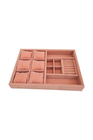 Organizatör Somon Süet Tabla Kolye & Yüzük Düzenleyici Ve Gözlük 6 Yastık 4 Bölmeli Rulo Çok Renkli