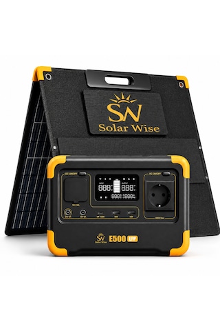 Solar Wise E500 Maxpack 600w 576wh Taşınabilir Güç İstasyonu + 100w Katlanabilir Güneş Paneli Lifepo4 Ups Wifi Bluetooth