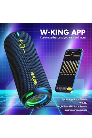 W-kıng Bluetooth Hoparlörler - Ip67 Su Geçirmez Dış Mekan Taşınabilir Kablosuz Hoparlör, 40w Hd 360 Işıklı Stereo Surround Ses, Özel Eq Ve Derin Bas/v5.3/dsp/24h/tf/aux, Toz Geçirmez, Duş, Kamp İçin