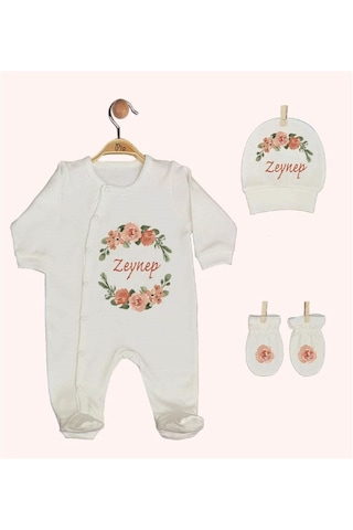 Pia Baby Gl 1946-02 İsme Özel Beşli Tulum Set Krem