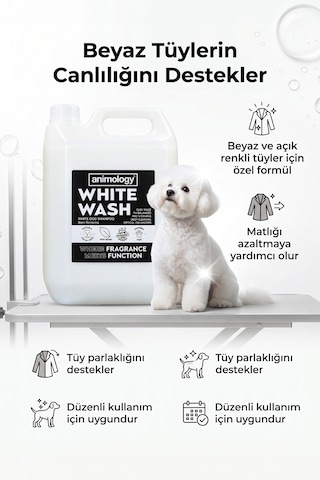 Animology White Wash Beyaz Tüylü Köpeklere Özel 20:1 Konsantre Köpek Şampuanı 5 Lt