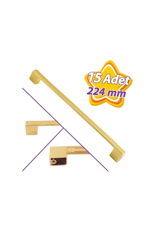 15 Adet Marmara Kulp 224 Mm Altın Mutfak Kulpu Çekmece Dolap Kapak Kulbu Metal Mobilya Dolabı Kulpları