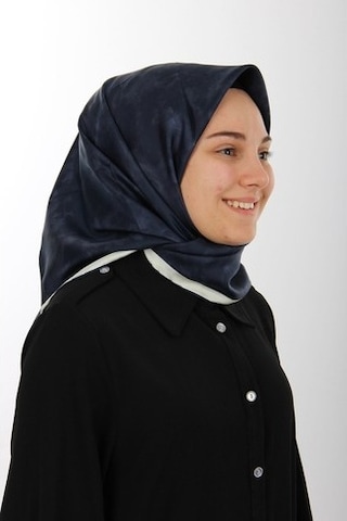 Lacivert Aker Ipek Krep Saten Eşarp 7208701-322/3421070102024