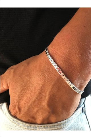 Erkek Gümüş Bileklik - 4mm Ezme Gurmet Italy Işıklı Kutuda