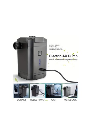 Xuweiwei Siyah Taşınabilir Çift Amaçlı Şarj Edilebilir Kablosuz Hava Pompası Şişme Yatak Havuz Simitleri İçin