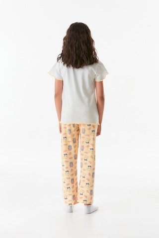 Fullamoda Kedi Baskılı Bisiklet Yaka Kız Çocuk Pijama Takımı 24mıcg631212273-beyaz 24MICG631212273-Beyaz