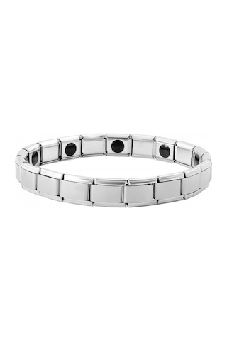 Chavin 9 mm Germanyum Lastikli Mat Gri Çelik Unisex Bileklik eu68