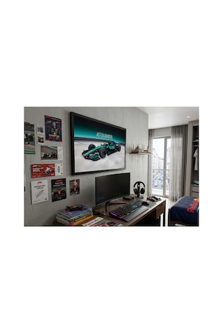 Aston Martin Poster 48x33 Cm Çerçeveli Valkyrie Amr Pro Yarış Arabası Tablosu Spor Araba Duvar Dekoru