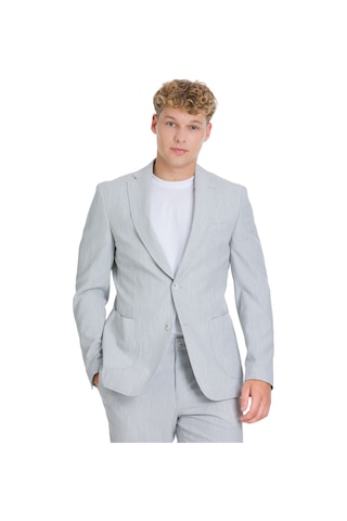 Gri Slim Fit Çizgili Mono Yaka Takım Elbise 36322 Gri