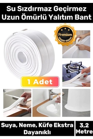 Premium Lavabo Küvet Pvc Su Geçirmez Sızdırmaz Dayanıklı Yağ Kenar Küf Önleyici 3.2m İzolasyon Bant
