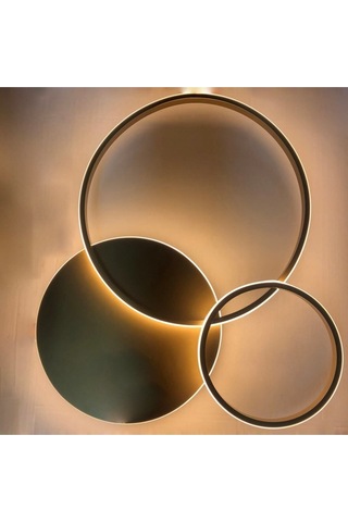 Tavan Led Avize Circlander 45-35-25cm Üçlü Plafonyer Siyah - Sarı