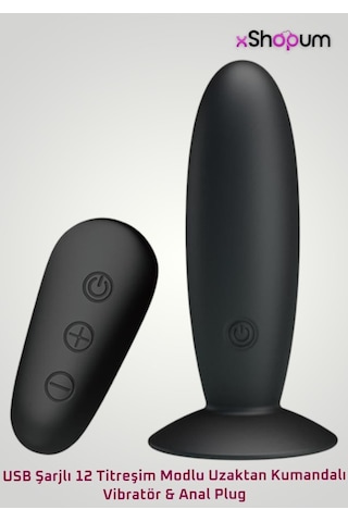 xShopum Usb Şarjlı 12 Titreşim Modlu Uzaktan Kumandalı Vibratör & Anal Plug