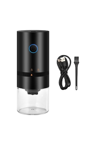 Createtech Taşınabilir Mini Elektrikli Burr Kahve Öğütücü, Ayarlanabilir Öğütme, Çıkarılabilir Hazne, Ev/seyahat/ofis İçin Siyah Siyah