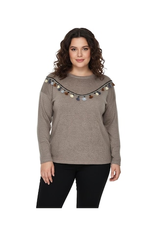 Wearon Kadın Yumoş Önü Püsküllü Modelli Bluz Bgl-st05142 VİZON