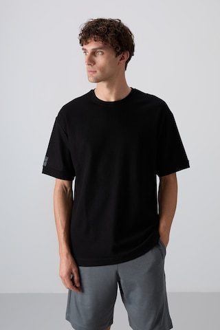 Tommy Life Siyah Pamuklu Kalın Yüzeyi Dokulu Oversize Fit Basic Erkek T-shirt - 88339 001