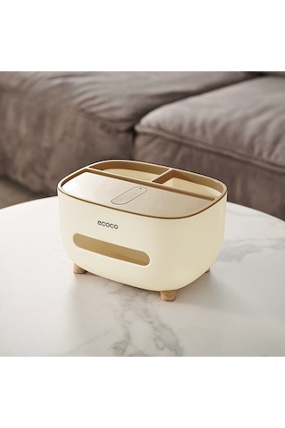 Tenfowee Krem Renkli Modern Minimalist Ev Ofis Masaüstü Katlanabilir Tuvalet Kağıdı Kutusu Kumanda Tutucu Organizer Krem