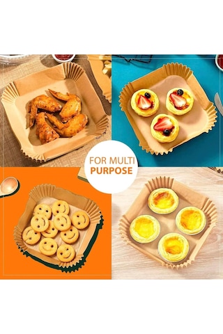 Airfryer Pişirme Kağıdı, Fritöz Yağlı Kağıdı, Yanmaz Kağıt 50 Adet Kare