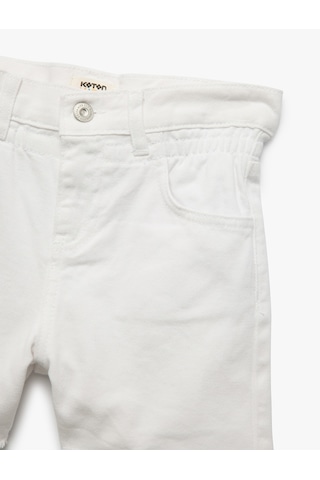 Koton Pamuklu Düğme Ve Cep Detaylı Basic Denim Şort Beyaz 5skg40039ad Beyaz