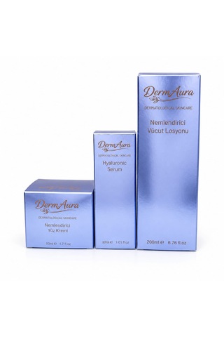 Dermaura Premium Yoğun Nem Seti Hyaluronic Acid Serum, Nemlendirici Yüz Kremi Ve Nemlendirici Vücut Losyonu İle Tam Nem Bakımı Seti