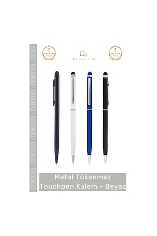 Kalem Kurumsal Promosyon Lazer Baskı Metal Gövde Dokunmatik Şık Tükenmez Touchpen Kalem Beyaz Çok Renkli