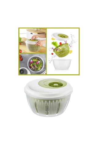 Flora Pratik Salata Ve Sebze Kurutucu 4,5 Litre, Meyve Sebze Marul Yeşillik Yıkama Kurutma Kabı Yeşil