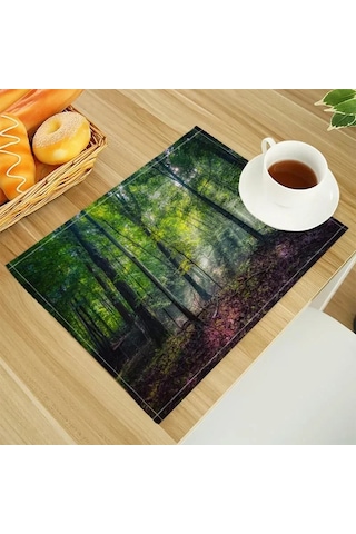 Doğal Orman Desenli Keten Yemek Masası Paspasları Alfabe Mutfak Amerikan Servisi 32x45cm Bardak Altlıkları Kase Bardak Paspası 1,1 Adet 32x45cm Diğer