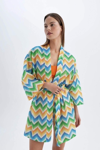 DeFacto Desenli Pamuklu Kimono-Fall in Love D0453AX24SMOG313 Turuncu